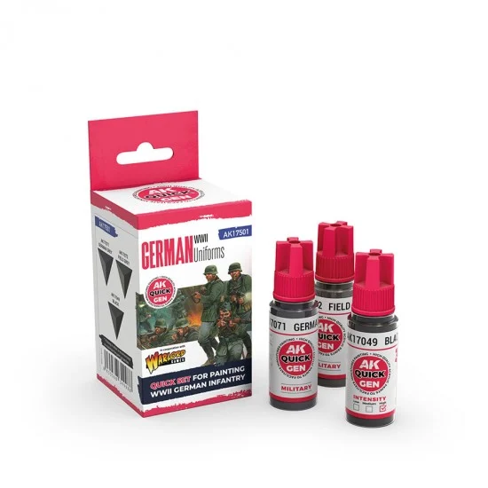 AK Interactive AK-17501 Acrylic Colour set for Contrast Painting - Quick Gen #German Uniforms (3x 18ml)