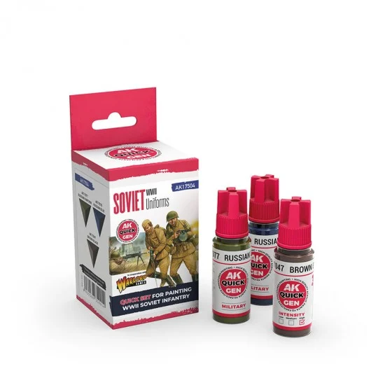AK Interactive AK-17504 Acrylic Colour set for Contrast Painting - Quick Gen #Soviet Uniforms (3x 18ml)
