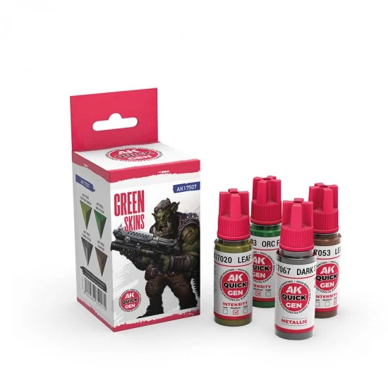AK Interactive AK-17507 Acrylic Colour set for Contrast Painting - Quick Gen #Green Skins (4x 18ml)