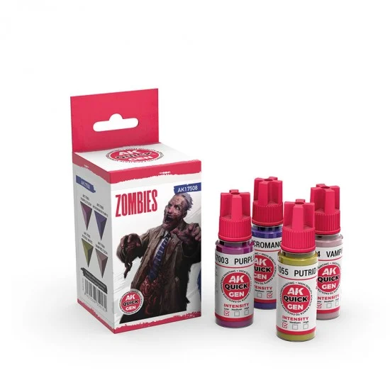 AK Interactive AK-17508 Acrylic Colour set for Contrast Painting - Quick Gen #Zombies (4x 18ml)