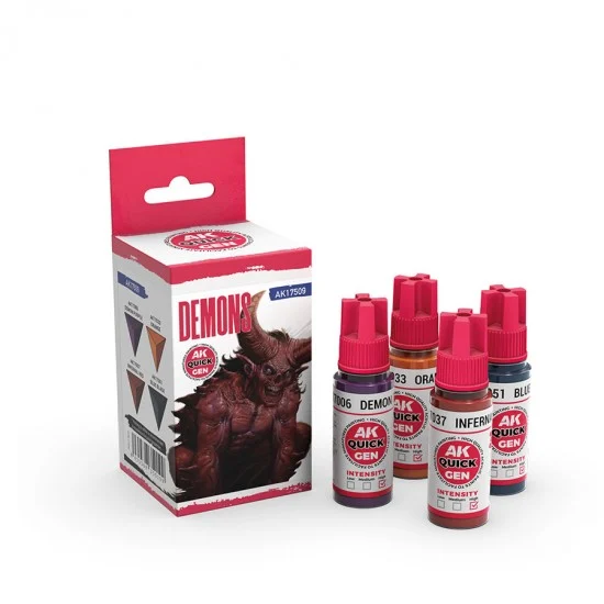 AK Interactive AK-17509 Acrylic Colour set for Contrast Painting - Quick Gen #Demons (4x 18ml)