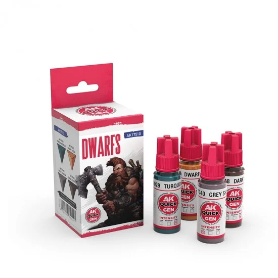 AK Interactive AK-17510 Acrylic Colour set for Contrast Painting - Quick Gen #Dwarfs (4x 18ml)
