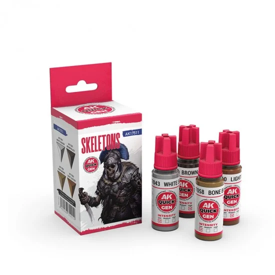 AK Interactive AK-17511 Acrylic Colour set for Contrast Painting - Quick Gen #Skeletons (4x 18ml)
