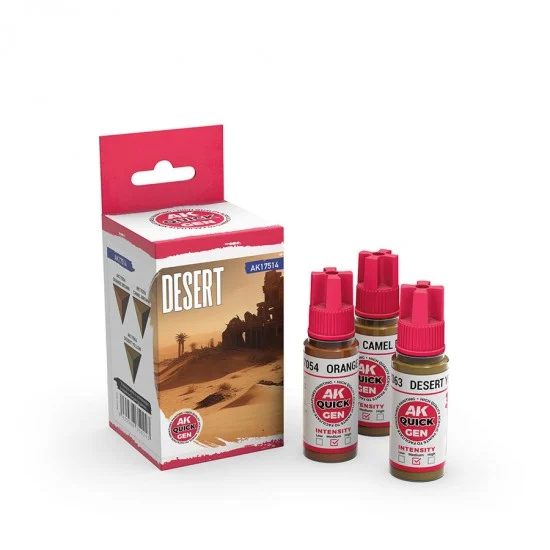 AK Interactive AK-17514 Acrylic Colour set for Contrast Painting - Quick Gen #Desert (3x 18ml)