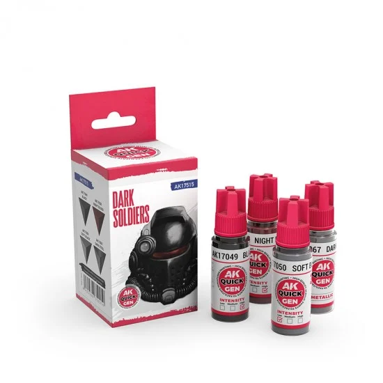 AK Interactive AK-17515 Acrylic Colour set for Contrast Painting - Quick Gen #Dark Soldiers (4x 18ml)