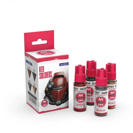 AK Interactive AK-17518 Acrylic Colour set for Contrast Painting - Quick Gen #Red Soldiers (4x 18ml)