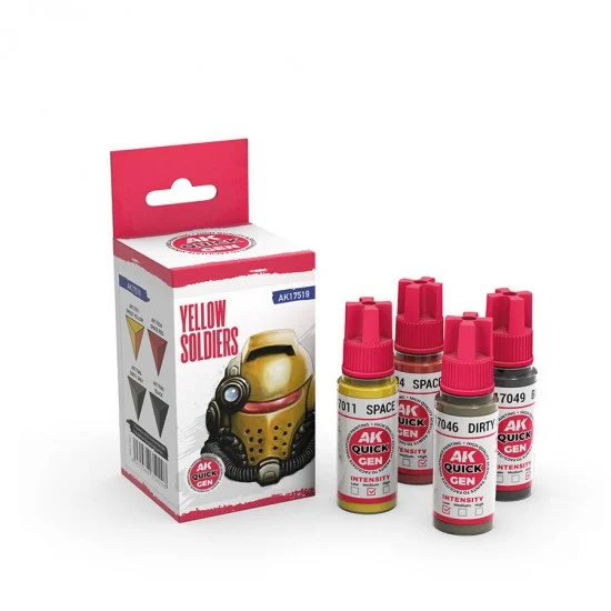 AK Interactive AK-17519 Acrylic Colour set for Contrast Painting - Quick Gen #Yellow Soldiers (4x 18ml)