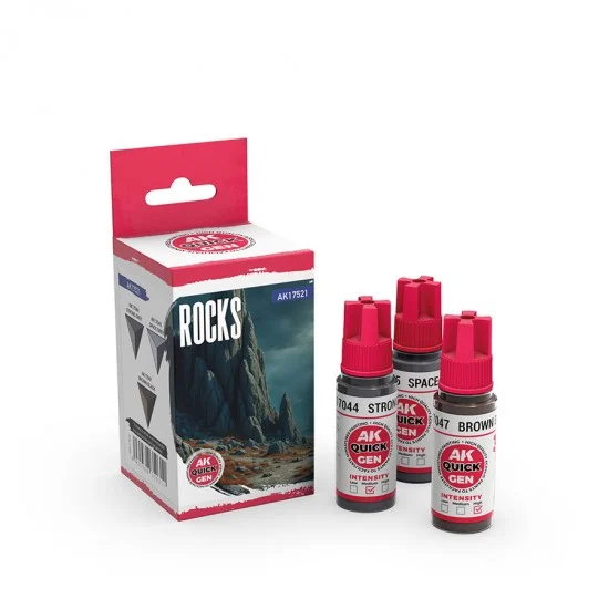 AK Interactive AK-17521 Acrylic Colour set for Contrast Painting - Quick Gen #Rocks (3x 18ml)