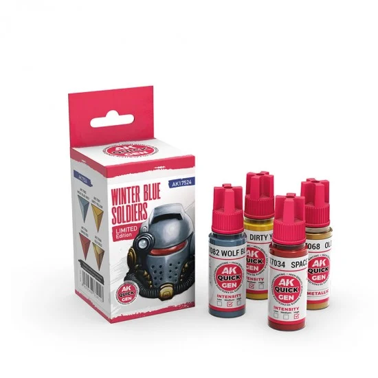 AK Interactive AK-17524 Acrylic Colour set for Contrast Painting - Quick Gen #Winter Blue Soldiers (4x 18ml)