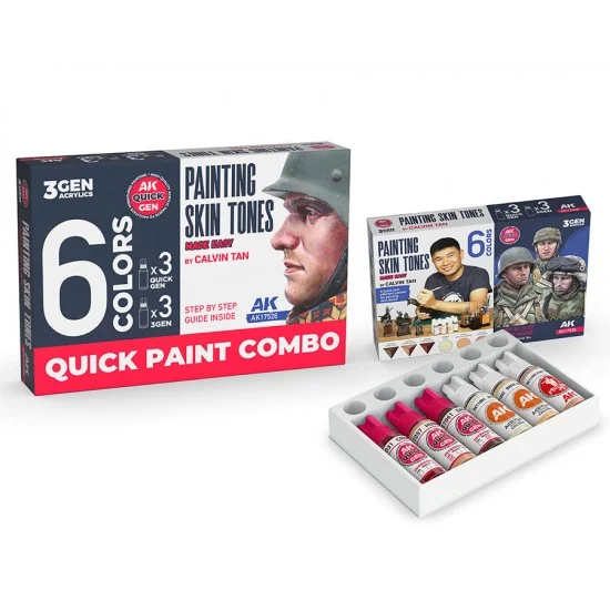 AK Interactive 17526 Acrylic 3Gen Colours Set - Painting Skin Tones (6x 18ml)