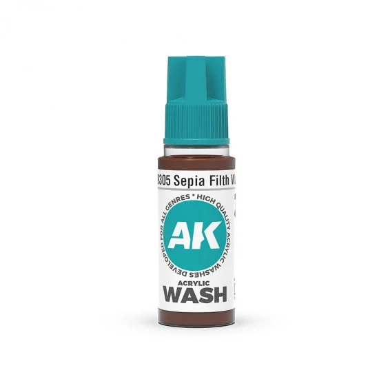 AK Interactive 19305 Acrylic Wash - Sepia Filth (18ml)
