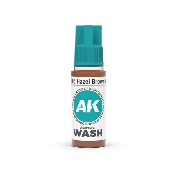 AK Interactive 19306 Acrylic Wash - Hazel Brown (18ml)