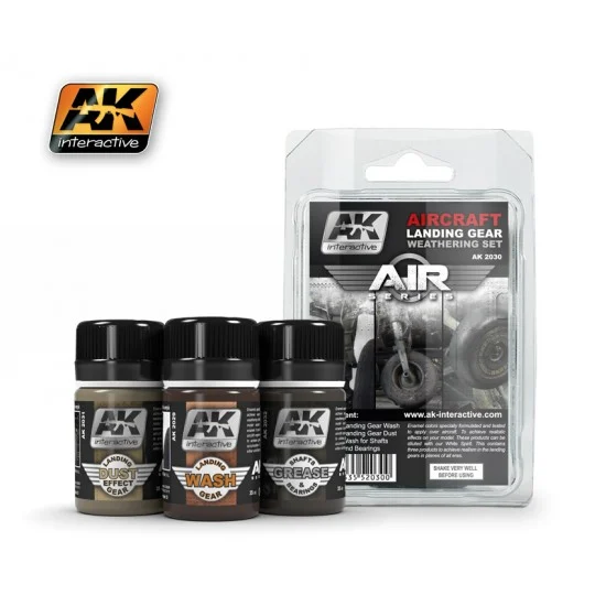 AK Interactive AK-2030 Aircraft Landing Gear Weathering Set (35ml x 3, Enamel Paint)