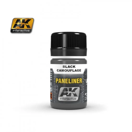 AK Interactive AK-2075 Enamel Paint - Paneliner for Black Camouflage (35ml)