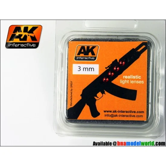 AK Interactive AK-213 Realistic Light Lenses - Red (Diameter: 3mm)