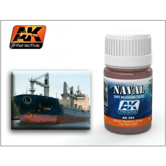 AK Interactive AK-304 Brown Streaking Grime for Red Hulls (Enamel, 35ml)