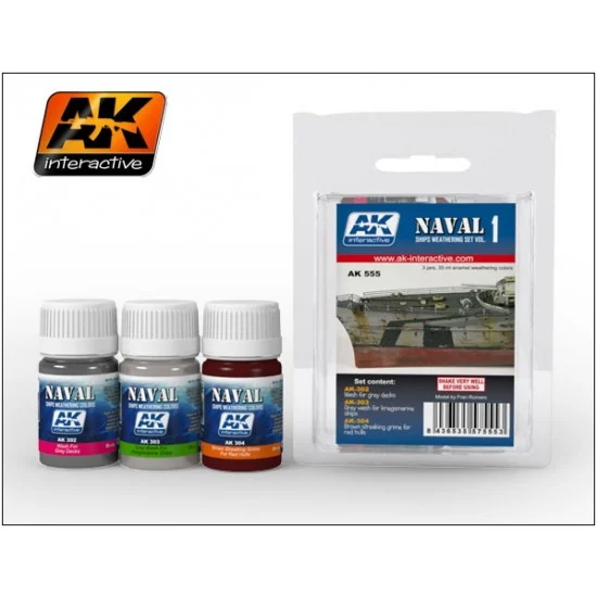 AK Interactive AK-555 Weathering Set Vol.1 for Ships (35ml x 3)