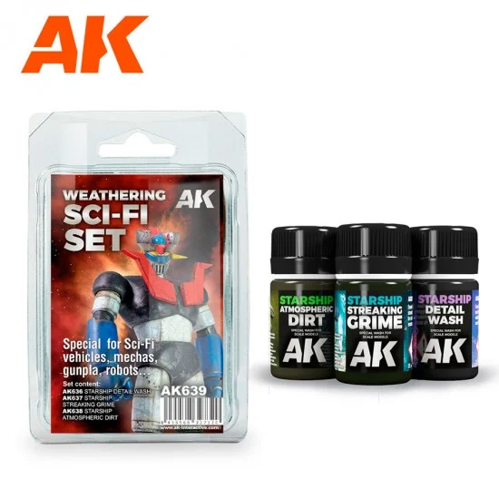 AK Interactive AK-639 Enamel Paint Set - Weathering SCI-FI (3 bottles of 35ml)