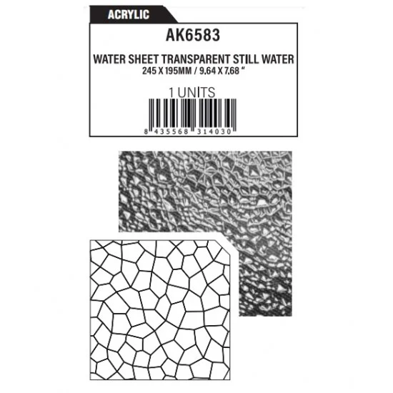 AK Interactive AK-6583 Acrylic Textured Sheet - Transparent Still Water (245mm x 195mm)