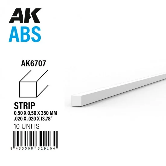 AK Interactive AK-6707 ABS Strips 0.50 x 0.50 x 350mm (10pcs)