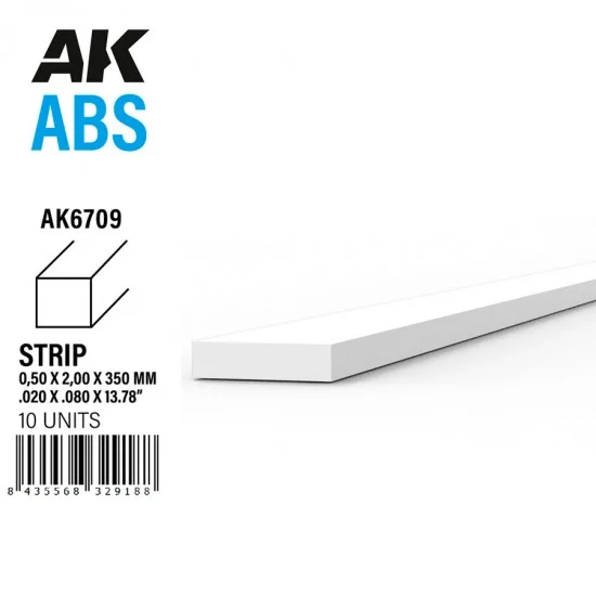 AK Interactive AK-6709 ABS Strips 0.50 x 2.00 x 350mm (10pcs)