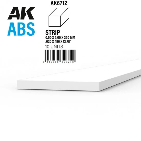 AK Interactive AK-6712 ABS Strips 0.50 x 5.00 x 350mm (10pcs)