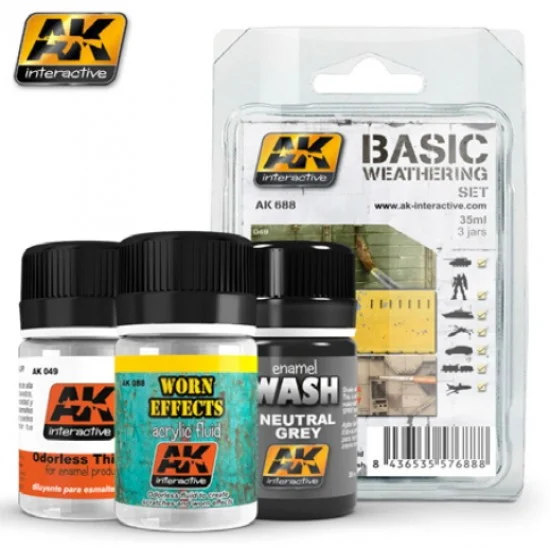 AK Interactive AK-688 Basic Weathering Set (3 x 35ml)