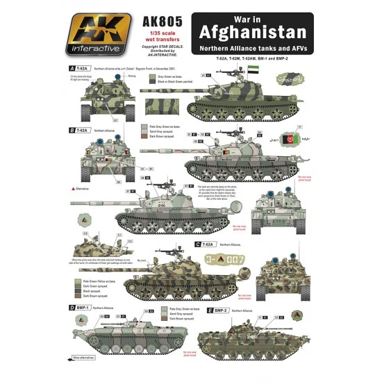 AK Interactive AK-805 1/35 Decals for War in Afghanistan - Northern Alliance Tanks and AFVs