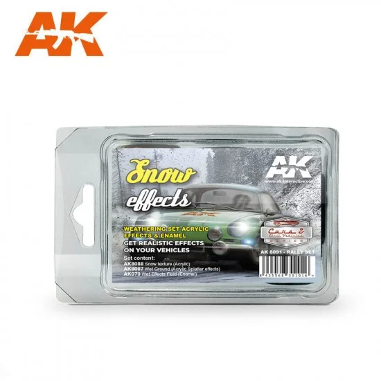 AK Interactive AK-8091 Weathering Set (Rally Set) - Snow Effects (Acrylic, Enamel & Acrylic Splatter effects)