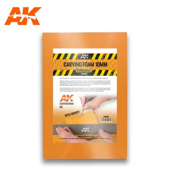AK Interactive AK-8092 Building Materials - Carving Foam 10mm A5 Size (228 x 152mm)