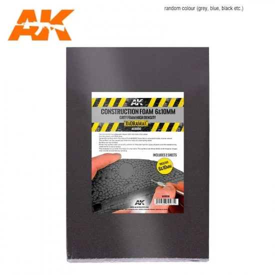 AK Interactive AK-8098 Construction Foam #6 & 10mm Foam High Density (195x295mm, 2 Sheets)