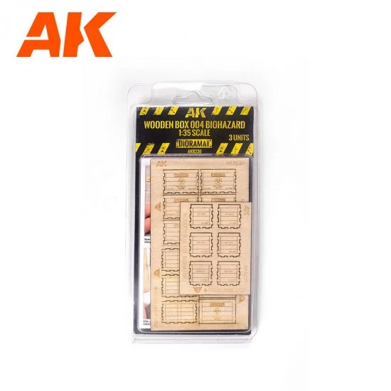AK Interactive AK-8230 1/35 Wooden Box #004 Biohazard for Transporting Toxic and Dangerous Products