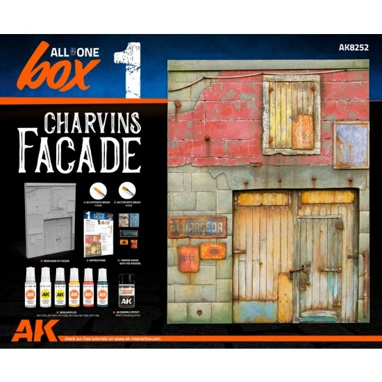 AK Interactive AK-8252 All In One Set -Box 1 - Charvins Facade (resin base, paints, effects, brush)