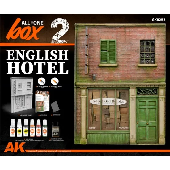 AK Interactive AK-8253 All In One Set -Box 2 - English Hotel (resin base, paints, effects, brush)