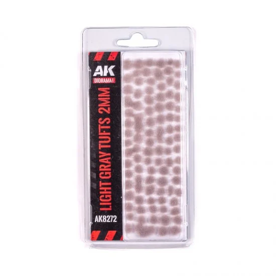AK Interactive AK-8272 Miniature Vegetation Fantasy Tufts - Light Gray 2mm (self-adhesive)
