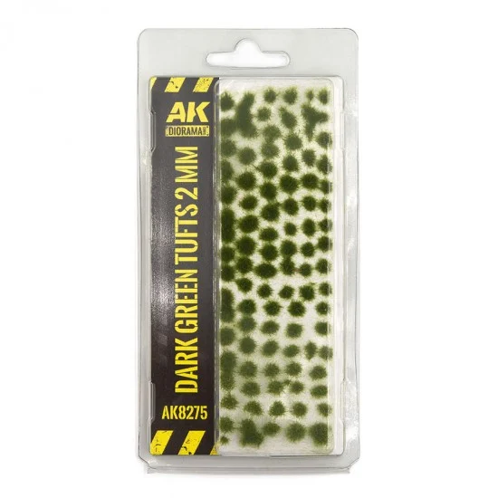 AK Interactive 8275 1/35 1/32 Dark Green Tufts 2mm - Scenics & Diorama