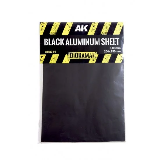 AK Interactive AK-8314 0.15mm Black Aluminium Sheet (200 x 250 mm)