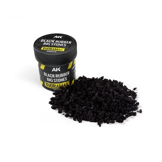 AK Interactive 8315 Black Rubber Big Stones (100ml) - Scenics & Diorama
