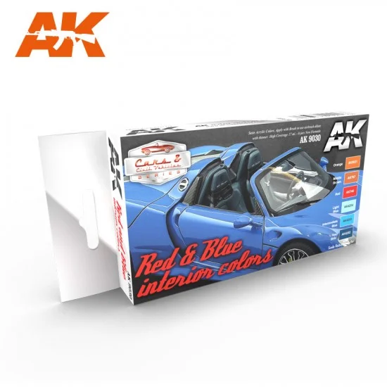 AK Interactive AK-9030 Acrylic Paint Set - Red & Blue Interior Colours (6 x 17ml)