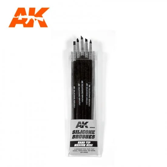 AK Interactive AK-9088 Silicone Brushes Hard Tip Medium Size (5pcs)