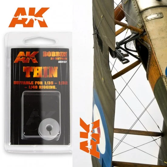 AK Interactive AK-9137 Elastic Rigging Bobbin Thin for 1/35 1/32 1/48 Rigging