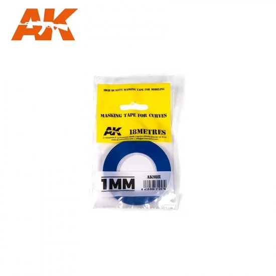 AK Interactive AK-9181 Blue Masking Tape for Curves #1mm