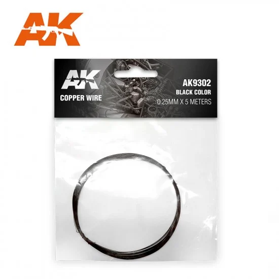 AK Interactive AK-9302 Copper Wire 0.25mm x 5 meters #Black Colour