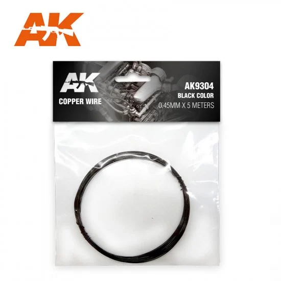 AK Interactive AK-9304 Copper Wire 0.45mm x 5 meters #Black Colour