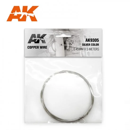 AK Interactive AK-9305 Copper Wire 0.45mm x 5 meters #Silver Colour