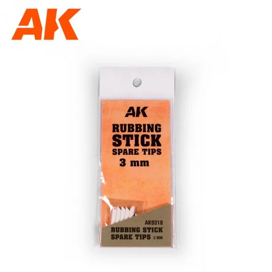 AK Interactive AK-9318 Rubbing Stick Spare Tips 3mm (5 refills) for AK-9317