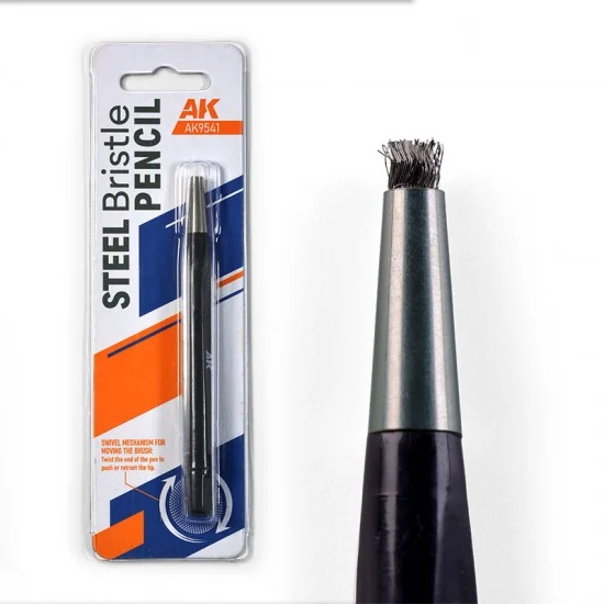 AK Interactive 9541 Steel Bristle Pencil (abrasive scratch brush with steel bristles) - Hobby Tools & Supplies