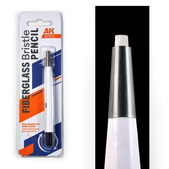 AK Interactive 9542 Fiber Glass Bristle Pencil (abrasive scratch brush with fiberglass bristles) - Hobby Tools & Supplies