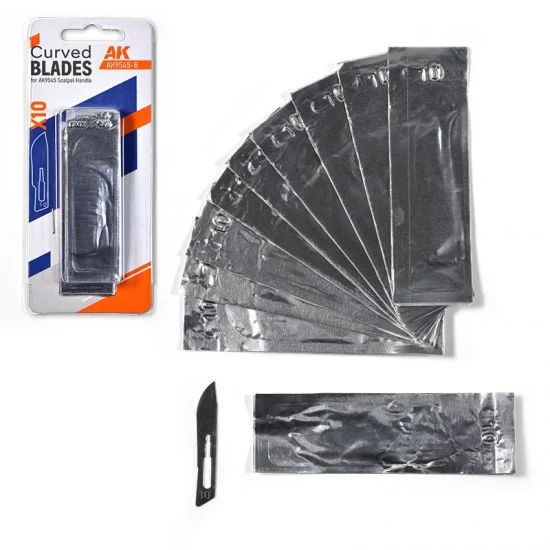 AK Interactive 9545-B Curved Blades #10 for AK-9545 (10pcs)
