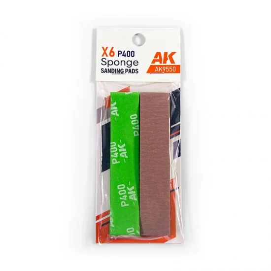 AK Interactive 9550 Sanding Pads P400 Sponge (6pcs) - Hobby Tools & Supplies